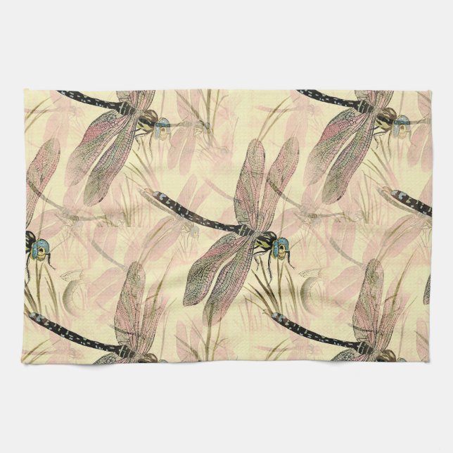 Linge De Cuisine Impression de libellules vintages (Horizontal)