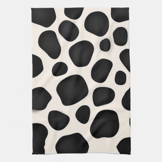 Linge De Cuisine Impression de vache tache noire et blanche (Vertical)