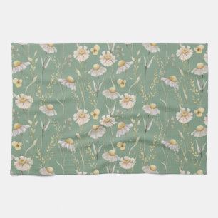 Linge De Cuisine Impression du pays du chalet de prairie sur vert