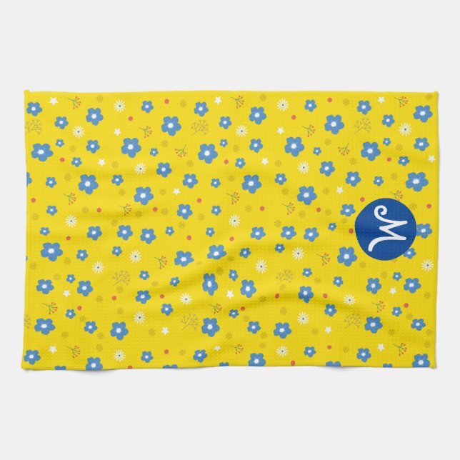Linge De Cuisine Impression florale monographique personnalisée (Horizontal)