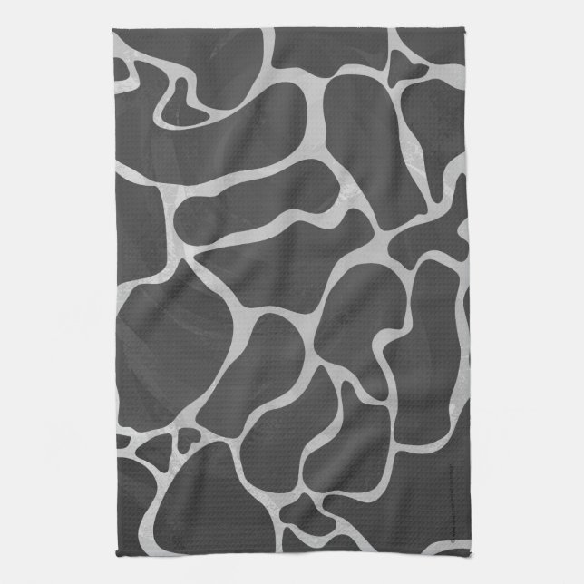 Linge De Cuisine Impression Giraffe noir et gris clair (Vertical)