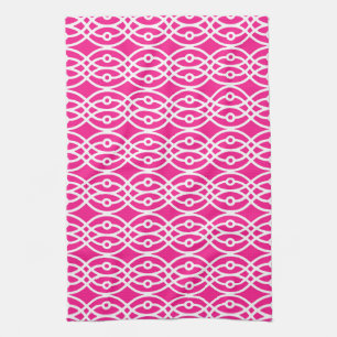 Linge De Cuisine Impression kimono, rose fuchsia et blanc