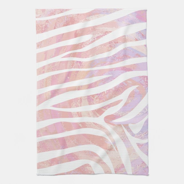 Linge De Cuisine Impression rose et blanc Zebra (Vertical)