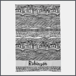 Linge De Cuisine Impression trionale noir et blanc Boho