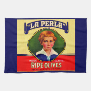 Linge De Cuisine Imprimé étiquette LaPerla Olives dans les années 1