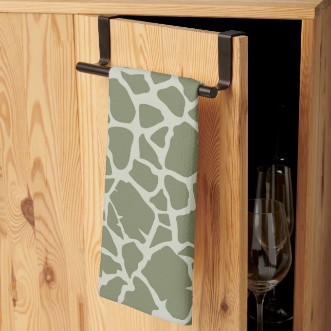Linge De Cuisine Imprimer Giraffe verte Sage (Pliage en tiers)