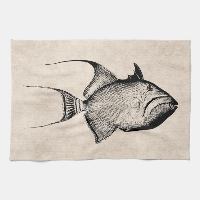 Linge De Cuisine Imprimerie Hawaïenne d'antan de poisson d'origine  (Horizontal)