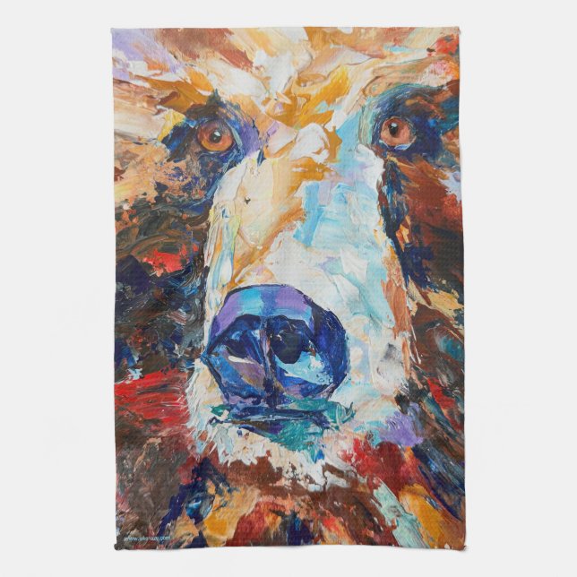 Linge De Cuisine In the Bear's Gaze kitchen towel (Vertical)