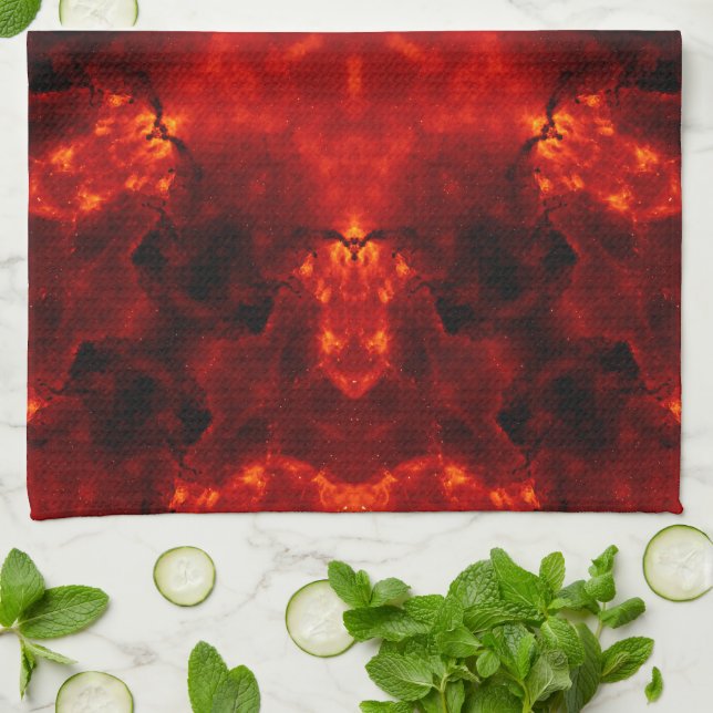 Linge De Cuisine Inferno Nexus - Fiery Kaleidoscope Art (Plié)
