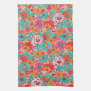 Linge De Cuisine Infirmière Colorée Motif Floral (1)