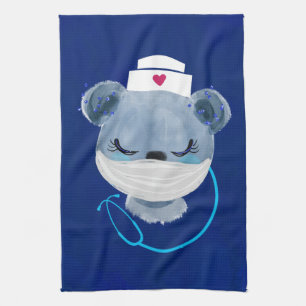 Linge De Cuisine Infirmière de l'ours mignonne portant un Masque Mé