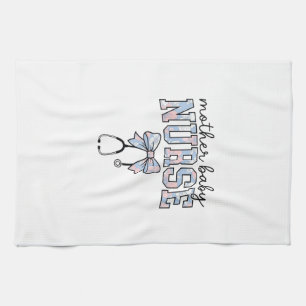 Linge De Cuisine Infirmière Mère Bébé Chemise à nœud floral Design_