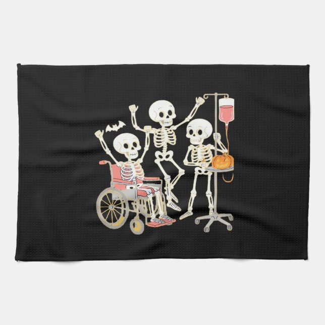 Linge De Cuisine Infirmière Skeleton Funny Halloween Soins de santé (Horizontal)