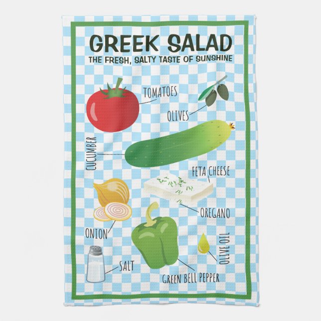 Linge De Cuisine Ingrédients de salade grecs - Un goût de Kitc Suns (Vertical)