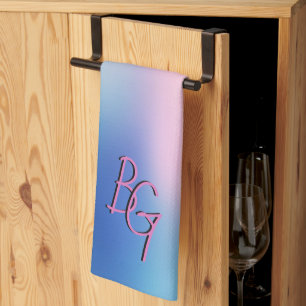 Linge De Cuisine Initiales de monogramme de couleur arc-en-ciel pas