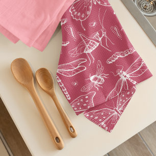 Linge De Cuisine Insectes roses Bee Ladybug Butterfly Love Bug