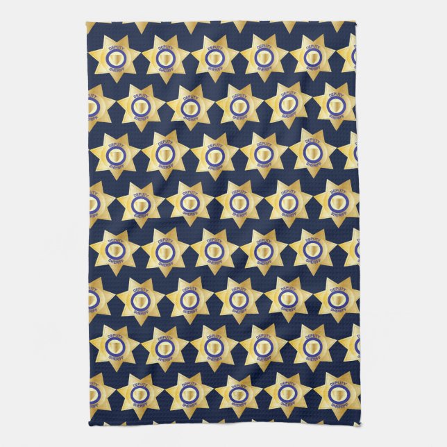 Linge De Cuisine Insigne d'étoile d'or du shérif adjoint (Vertical)