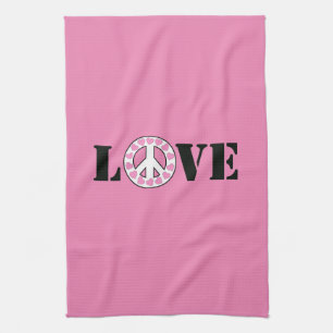 Linge De Cuisine Inspirationnel Pink Love Coeurs de paix