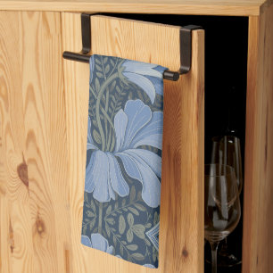 Linge De Cuisine Invitation élégante à motif floral aquarelle bleue