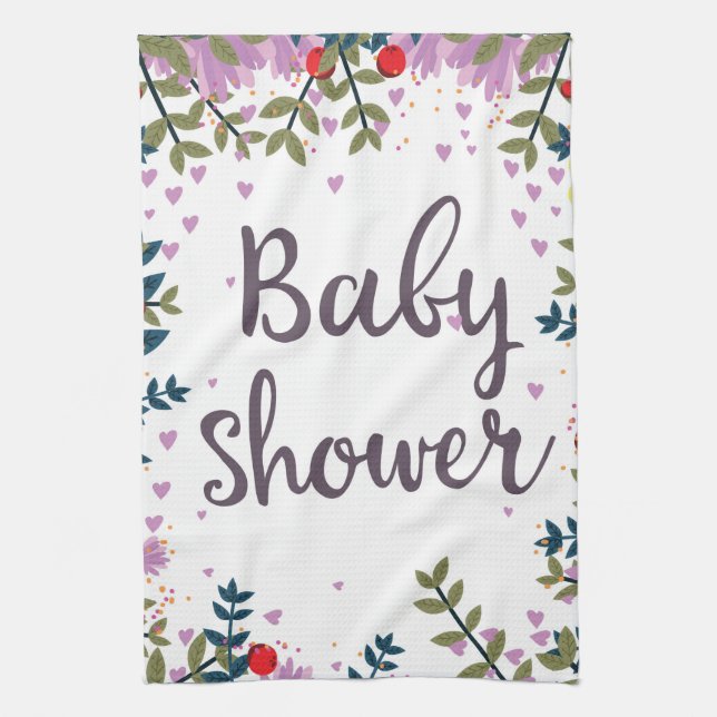 Linge De Cuisine Invitation Florale pour Baby Shower (Vertical)