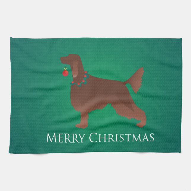 Linge De Cuisine Irish Setter Chien Joyeux Noël Design (Horizontal)