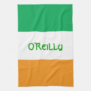 Linge De Cuisine Irlandais Tricolore Vert Blanc Orange Drapeau avec