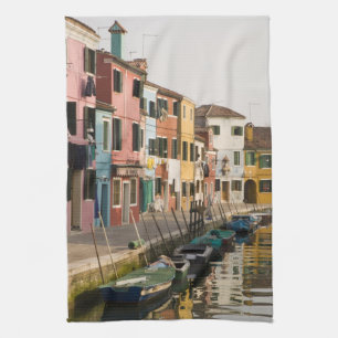 Linge De Cuisine Italie, Burano. Maisons colorées d'une rangée