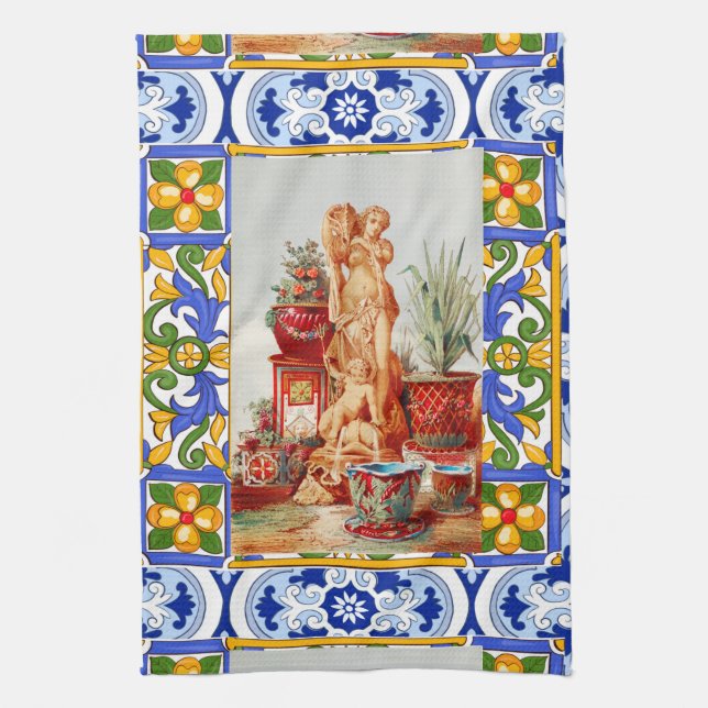 Linge De Cuisine italien, art sicilien, maelica, tuiles, art baroqu (Vertical)