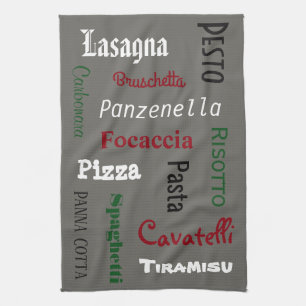 Linge De Cuisine Italien Foods Grey