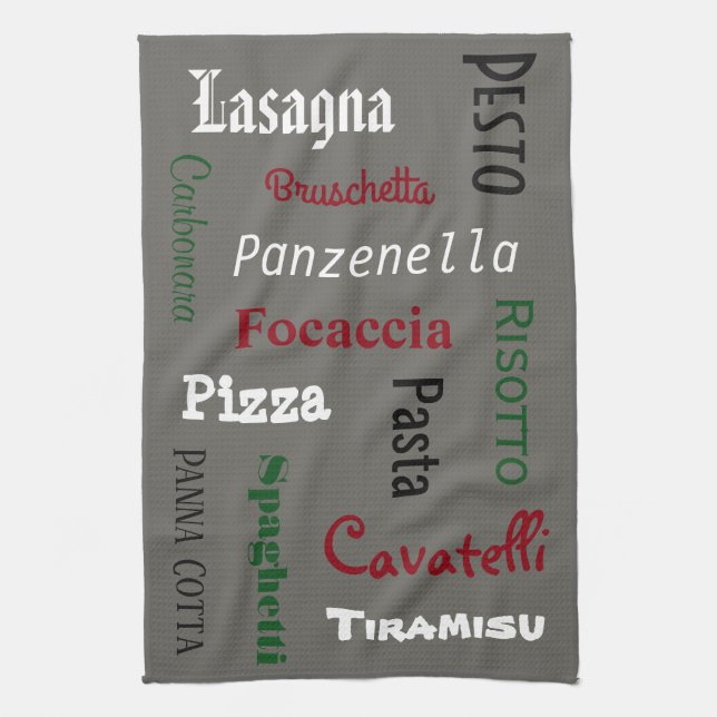 Linge De Cuisine Italien Foods Grey (Vertical)