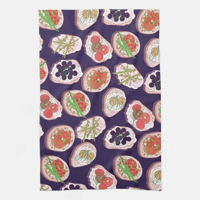 Linge De Cuisine Italien Hors d'oeuvres | Motif Canape (Vertical)