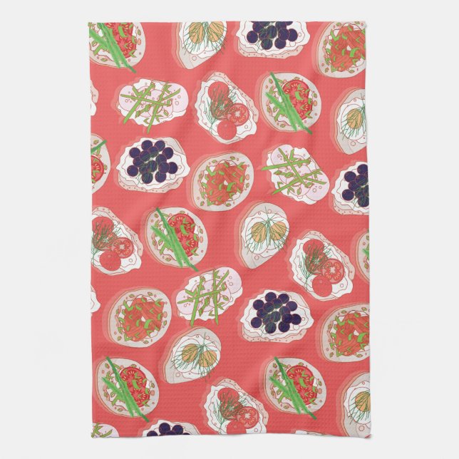 Linge De Cuisine Italien Hors d'oeuvres | Motif Canape (Vertical)
