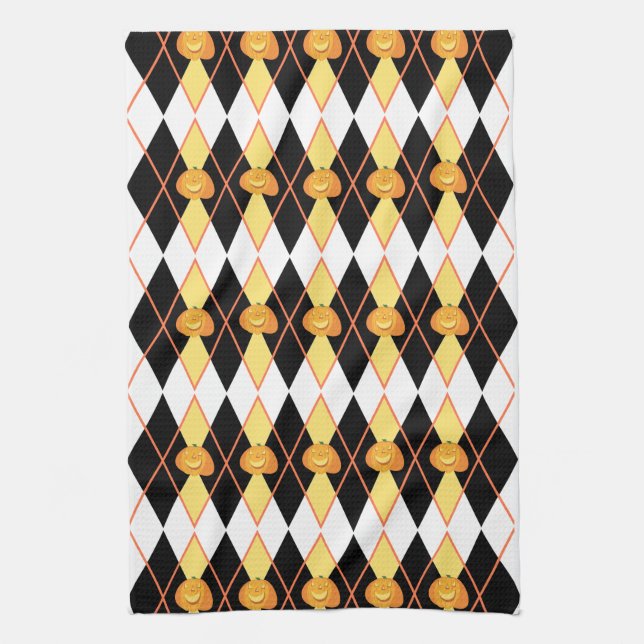 Linge De Cuisine Jacquard d'Halloween Jack-o-lanterne Citrouille (Vertical)