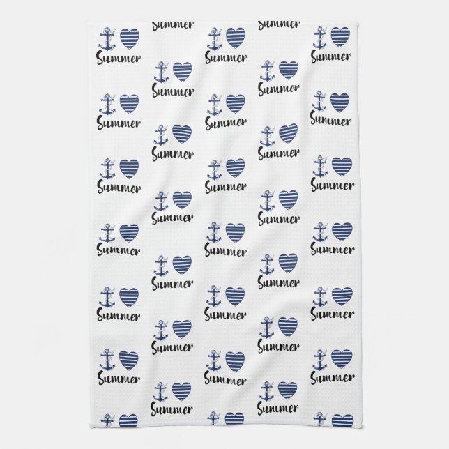 Linge De Cuisine J'Aime L'Ancre D'Été Et Le Coeur Écarté (Vertical)