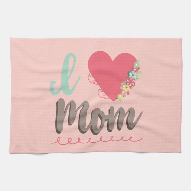 Linge De Cuisine J'aime maman assez rose (Horizontal)