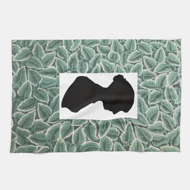 Linge De Cuisine Jane Austen Silhouette on Leaf Wallpaper (Horizontal)