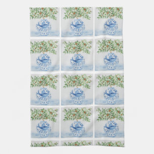 Linge De Cuisine Jar de gingembre bleu et blanc