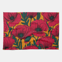 Jardin aux coquelicots rouges