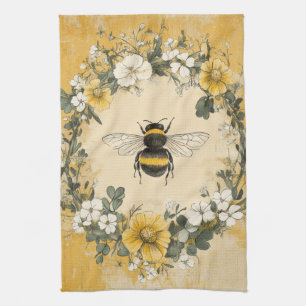 Linge De Cuisine Jardin de fleurs sauvages à l'abeille à miel vinta