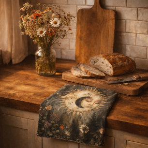 Linge De Cuisine Jardin de fleurs sauvages Boho Céleste Soleil Lune
