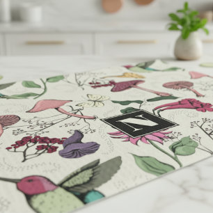 Linge De Cuisine Jardin des colibris floraux Motif Jaune