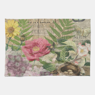 Linge De Cuisine Jardin Floral de Nid d'Oiseau Fleur Papillon Art