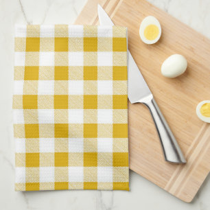 Linge De Cuisine Jaune de moutarde rustique moderne En vichy chèque