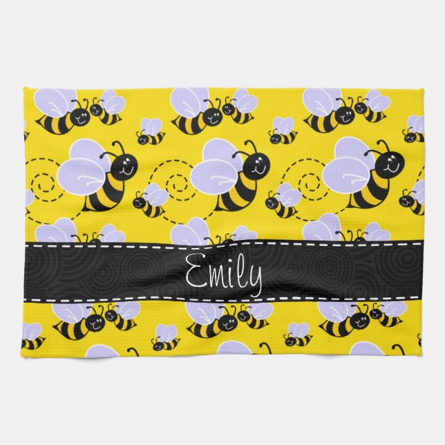 Linge De Cuisine Jaune et noir gaffez l'abeille (Horizontal)