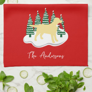 Linge De Cuisine Jaune Labrador Noël Arbres À feuillage persistant
