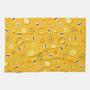 Linge De Cuisine Jaune miel rétro Motif abeille