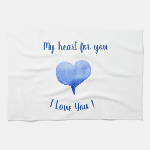 Linge De Cuisine Je t'aime Coeur Bleu mignon Saint Valentin