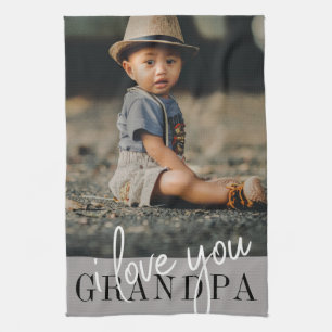 Linge De Cuisine Je t'aime, grand-père, photo personnalisée