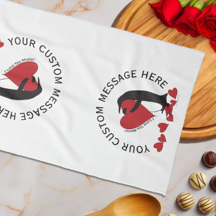 Linge De Cuisine Je T'Aime Plus ! Coeur rouge pingouin