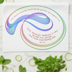 Linge De Cuisine Jean 3:16 Car Dieu si aimé arc-en-ciel Fractal Bla